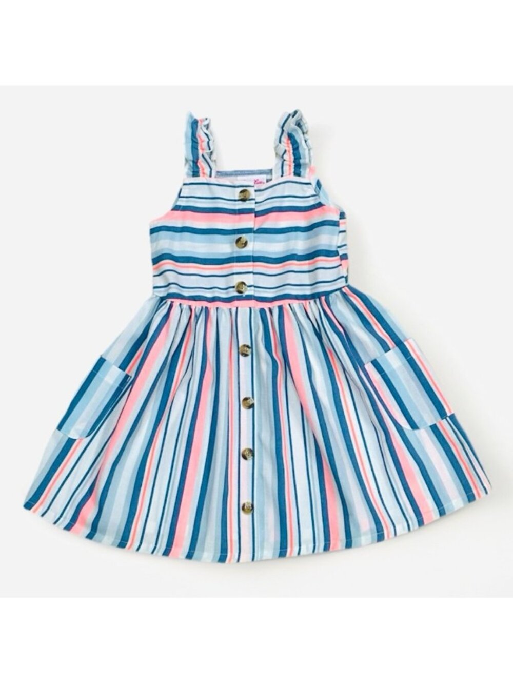 Little Lass Striped Button-Down Dress 5T